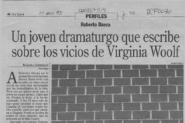 Un joven dramaturgo que escribe sobre los vicios de Virginia Woolf  [artículo] Marcela Gieminiani.