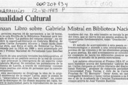 Lanzan libro sobre Gabriela Mistral en Biblioteca Nacional.