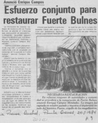 Esfuerzo conjunto para restaurar Fuerte Bulnes