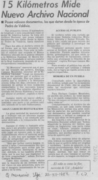 15 kilómetros mide nuevo Archivo Nacional