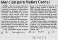 Mención para Matías Cardal