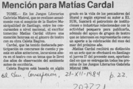 Mención para Matías Cardal