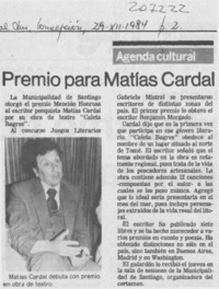 Premio para Matías Cardal