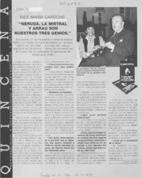 Neruda, la Mistral y Arrau son nuestros tres genios : [entrevista]