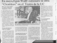 En mayo, Egon Wolff estrenará su obra "Cicatrices" en el Teatro de la UC  [artículo].