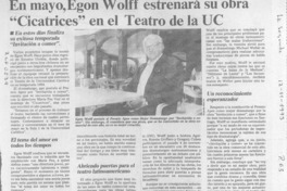 En mayo, Egon Wolff estrenará su obra "Cicatrices" en el Teatro de la UC  [artículo].