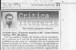 Fernando Jerez, "Temprano despunta el día"  [artículo] Carlos Jorquera Alvarez.