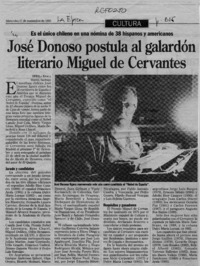 José Donoso postula al galardón literario Miguel de Cervantes  [artículo].