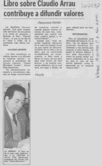 Libro sobre Claudio Arrau contribuye a difundir valores