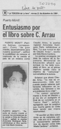 Entusiasmo por el libro sobre C. Arrau