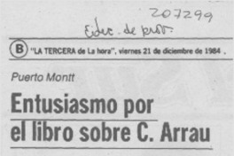 Entusiasmo por el libro sobre C. Arrau