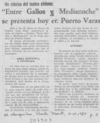 Entre gallos y medianoche" se presenta hoy en Puerto Varas