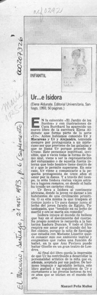 Ur -- e Isidora  [artículo] Manuel Peña Muñoz.