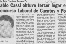 Pablo Cassi obtuvo tercer lugar en el concurso laboral de cuentos y poesía