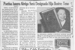 Poetisa Isaura Abrigo será designada Hija Ilustre, Teno  [artículo].