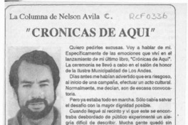 "Crónicas de aquí"  [artículo] Nelson Avila.