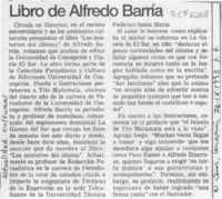Libro de Alfredo Barría  [artículo]
