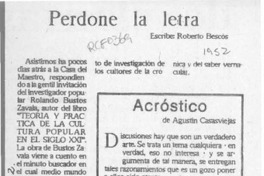Perdone la letra  [artículo] Roberto Bescós.