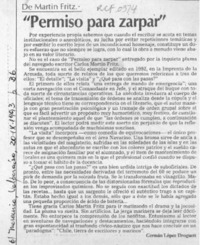 "Permiso para zarpar"  [artículo] Germán López Droguett.