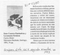 Siete cuentos fantásticos y levemente eróticos  [artículo] Diego Muñoz Valenzuela.