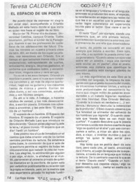El espacio de un poeta  [artículo] Teresa Calderón.
