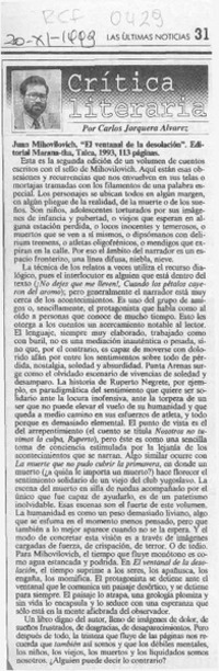 Juan Mihovilovich, "El ventanal de la desolación"