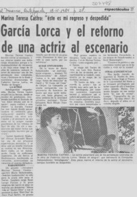 García Lorca y el retorno de una actriz al escenario