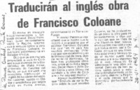 Traducirán al inglés obra de Francisco Coloane