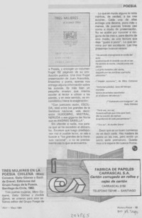 "Tres mujeres en la poesía chilena"