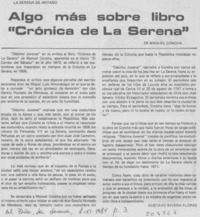Algo más sobre libro "Crónica de La Serena"