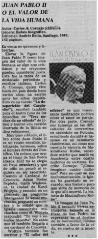 "Juan Pablo II o el valor de la vida humana"