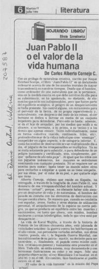 "Juan Pablo II o el valor de la vida humana"