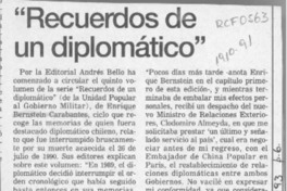 "Recuerdos de un diplomático"  [artículo].