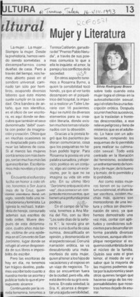 Mujer y literatura  [artículo] Silvia Rodríguez Bravo.