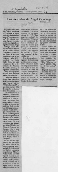 Los cien años de Angel Cruchaga  [artículo] Lot.