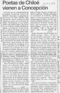 Poetas de Chiloé vienen a Concepción  [artículo].