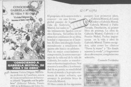 "Conociendo a Gabriela Mistral, su vida y su obra"  [artículo] Consuelo Fernández.