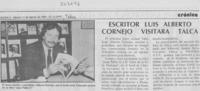 Escritor Luis Alberto Cornejo visitará Talca