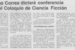 Hugo Correa dictará conferencia en el coloquio de ciencia ficción