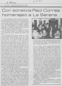 Con sonetos Raúl Correa homenajeó a La Serena