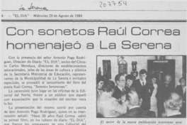 Con sonetos Raúl Correa homenajeó a La Serena