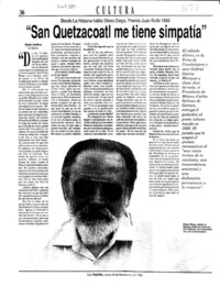 "San Quetzacoatl me tiene simpatía"  [artículo] Orlando Castellanos.