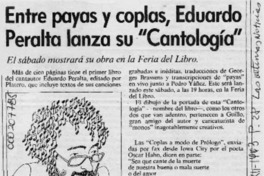 Entre payas y coplas, Eduardo Peralta lanza su "Cantología"  [artículo].