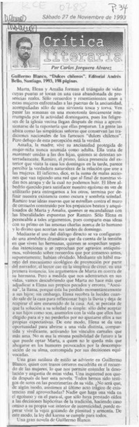 Guillermo Blanco, "Dulces chilenos"  [artículo] Carlos Jorquera Alvarez.