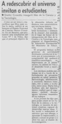 A redescubrir el universo invitan a estudiantes