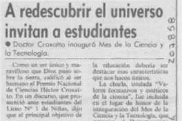 A redescubrir el universo invitan a estudiantes