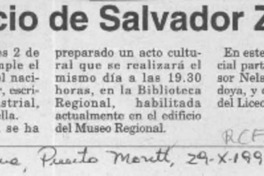 Natalicio de Salvador Zurita  [artículo].