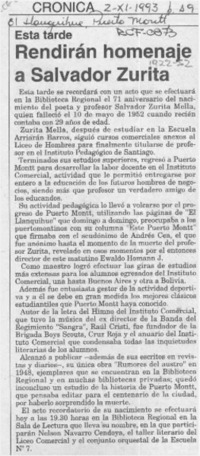 Rendirán homenaje a Salvador Zurita  [artículo].