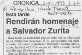 Rendirán homenaje a Salvador Zurita  [artículo].