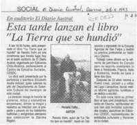 Esta tarde lanzan el libro "La tierra que se hundió"  [artículo].